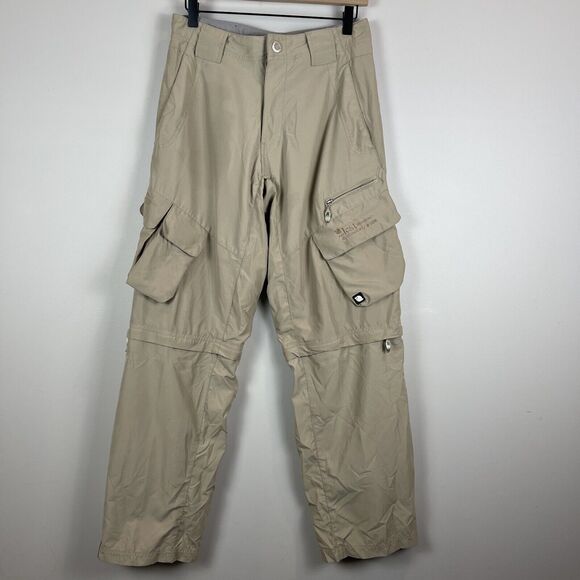 Vintage Lost Enterprises Mens Pants 29x30 Tan Cargo Convertible Skater Baggy Y2k - Picture 1 of 12
